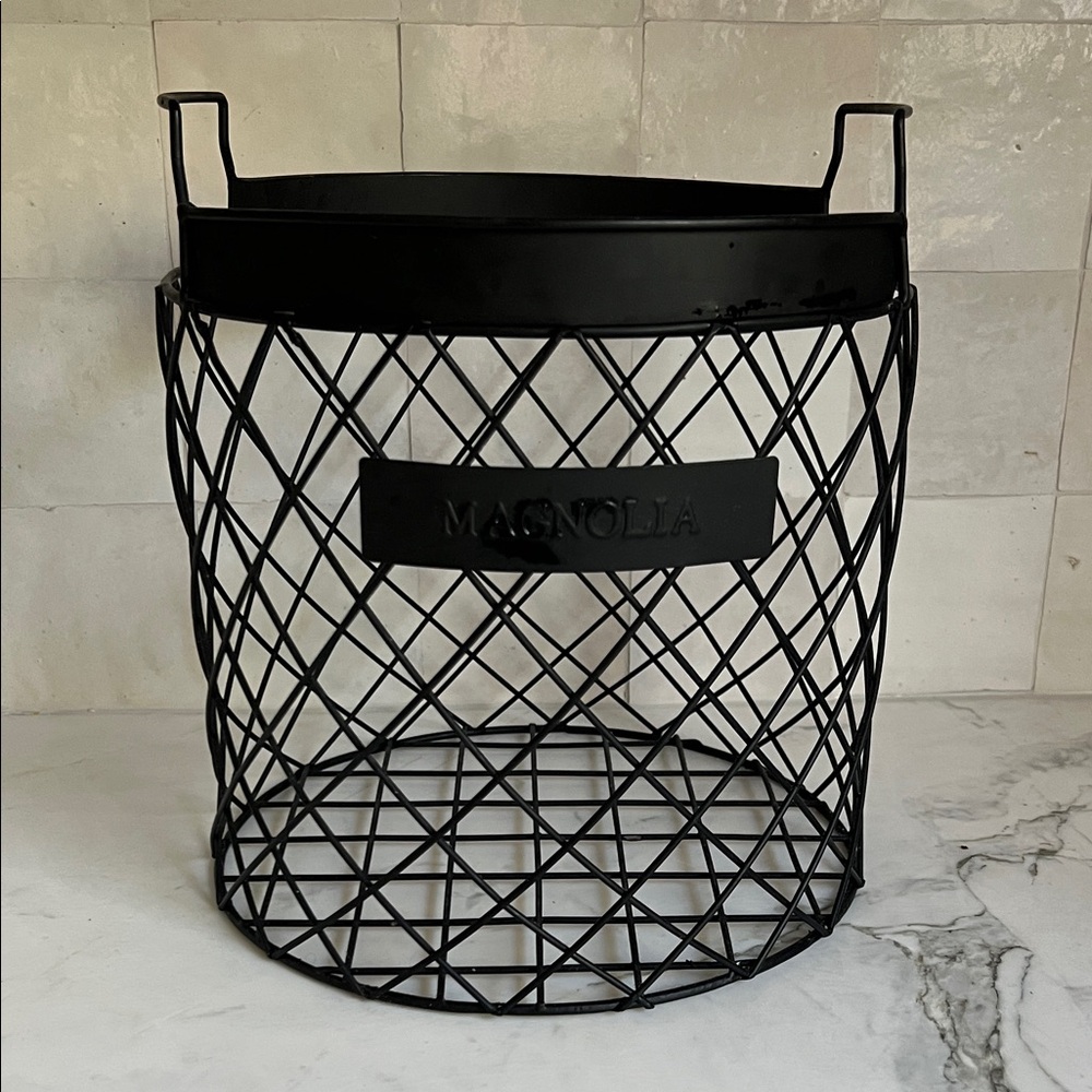 Magnolia Home By Joanna Gaines Black Metal Farmhouse Industrial Badket
